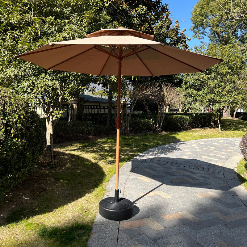 Middle Pillar Umbrella 17L Plastic Water Injection Round Base Outdoor Sunshade Courtyard Garden Sun Straight Rod Umbrella Windproof and Anti-fall
