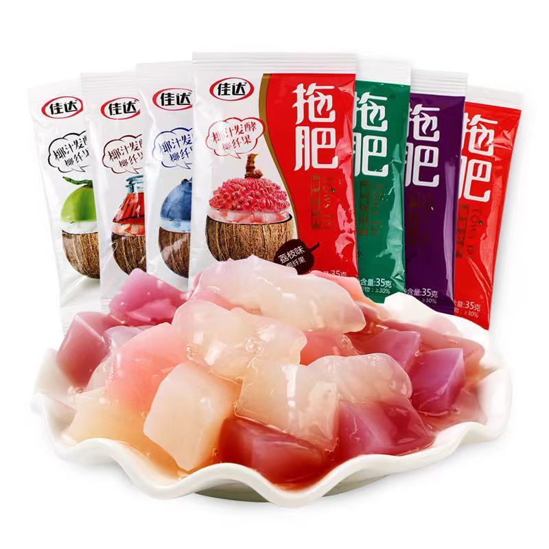 Кокосовое молоко с ферментированным кокосовым волокном Jiada, фрукт (случайный вкус) около 35Г/пакет