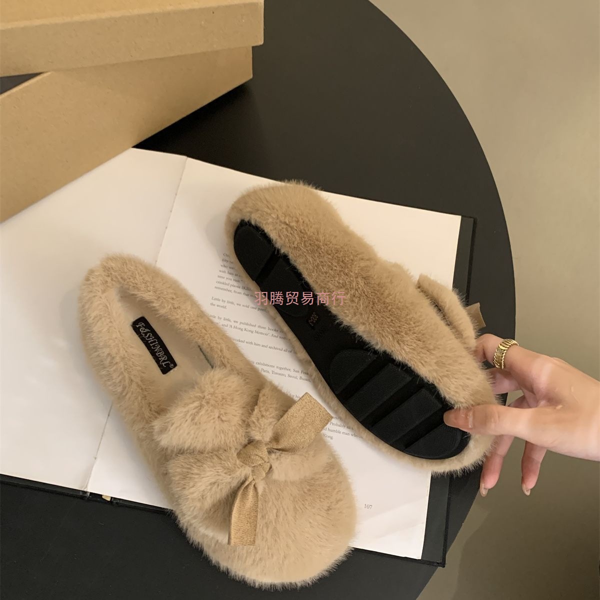 Slip-On Loafers for Women, Winter Plush Cotton Shoes, 2025 New Style, Bow-Knot Furry Shoes, Outdoor Plush Cotton Shoes for Women