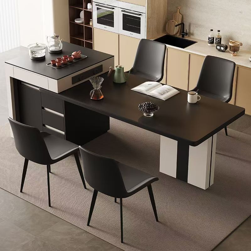 Light Luxury High-end Rock Board Island Table Dining Table Integrated Household Modern Simple Retractable Small Apartment Living Room Middle Island Tea Table