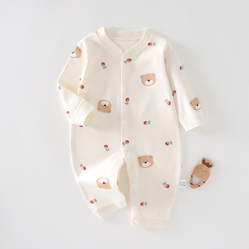 Combed Pure Cotton Printed Baby Jumpsuit Baby Long-sleeved Climbing Suit for Newborns Super Cute Haxi Baby Home Clothes