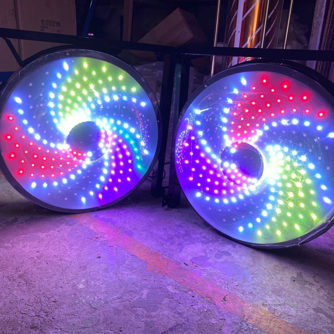 Beauty salon turn light Barber sign light wall-mounted colorful Led Hot Wheels outdoor wall-mounted round light