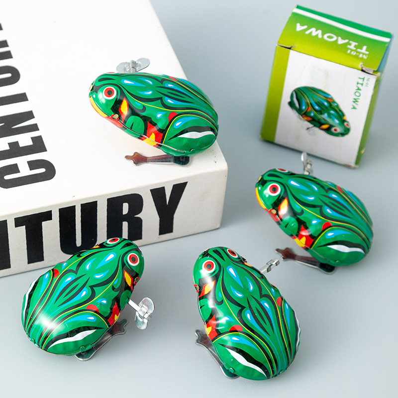 Metal Frog Toy Small Frog Toy Children's Gift Wind-Up Jumping Frog Animal Bounce 80S Nostalgia