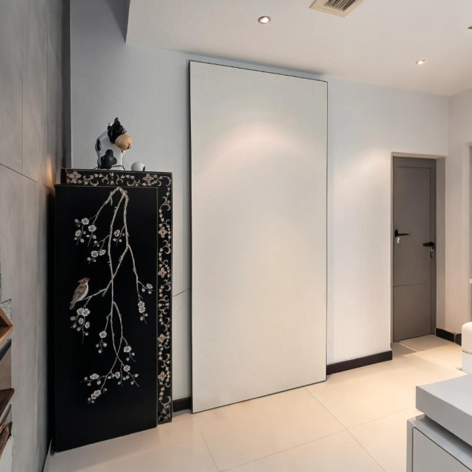 Sliding Ghost Door French Mid-Century Style Trackless Toilet Door Hanging Kitchen Door Minimalist Sliding Door Manufacturer Customization