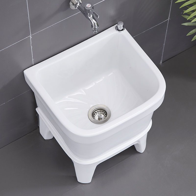 Small Ceramic Mop Sink for Balcony, Household Bathroom Square Automatic Drain