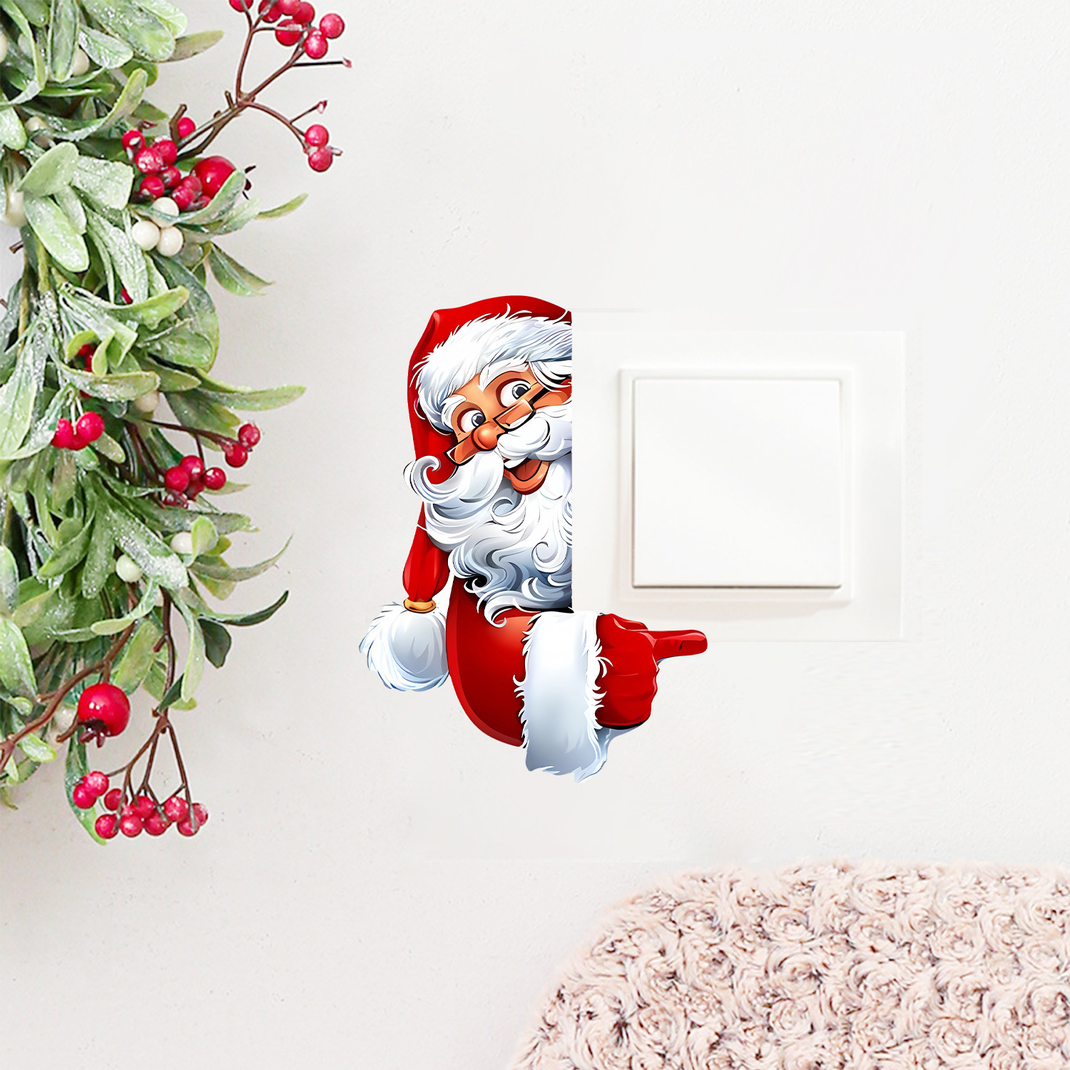 跨境亚马逊圣诞节圣诞老人开光贴用于卧室客厅等开关墙贴装饰贴纸