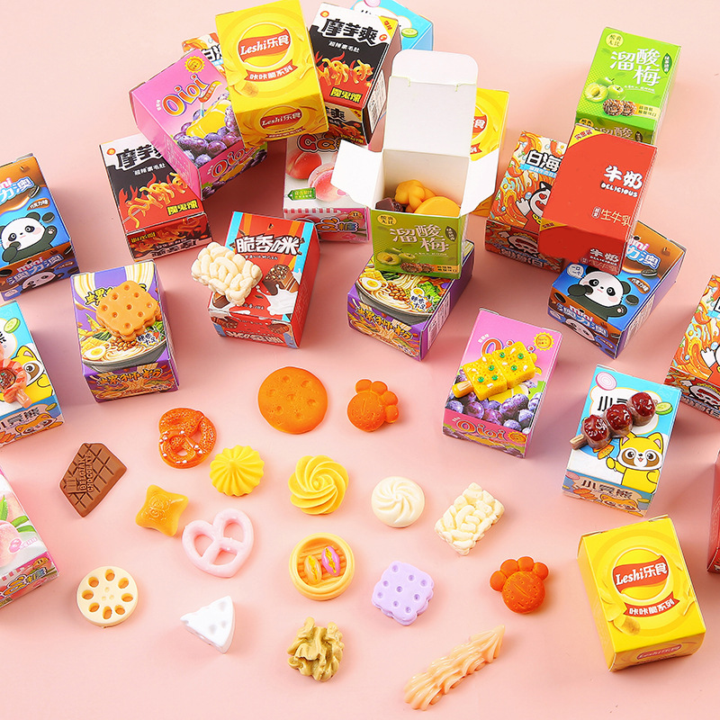 Cartoon Mini Boxed Food Toy Blind Box Student Small Prize Food Bottle Small Package Box Small Gift Idea