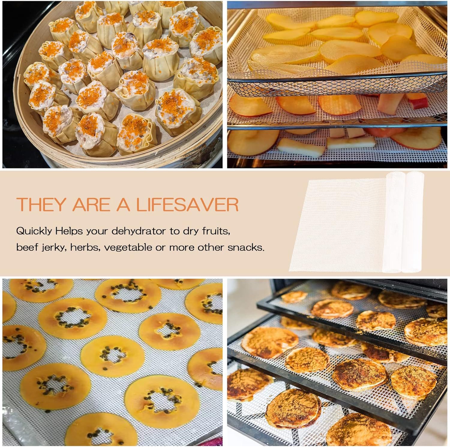 Silicone Dehydrator Bed Sheet Non-stick Food Dehydration Mat Reusable Steamer Mat for Fruit Dryer