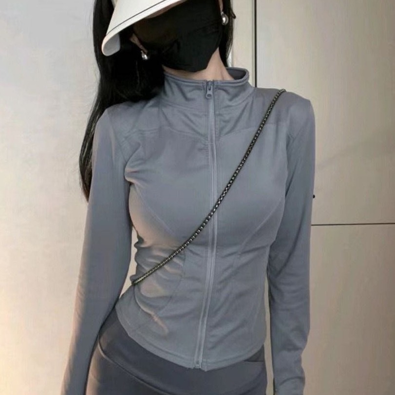 Vertical Collar Yoga Sunscreen Clothing Summer plus size Women's Coat Anti-ultraviolet White Tower Casual Breathable Slim-Fit Version