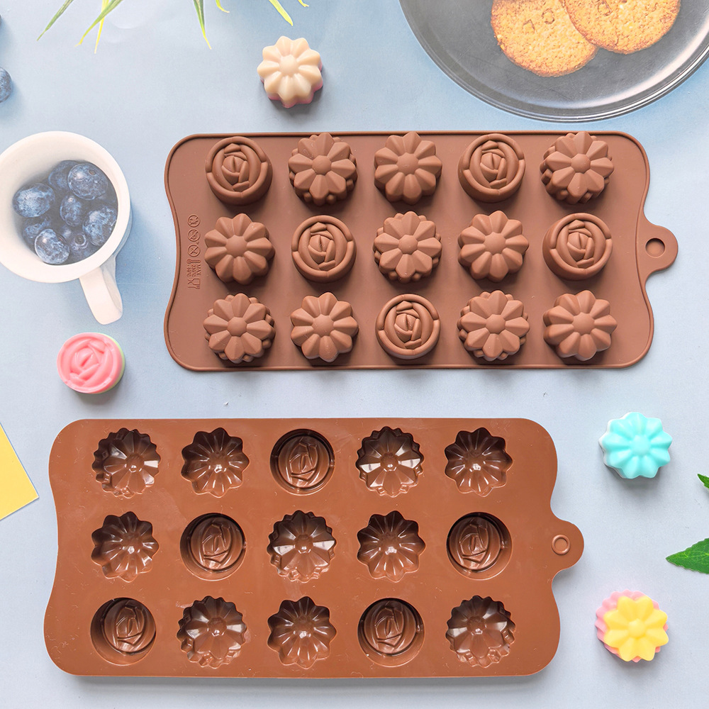 DIY силиконовая форма для шоколада на 15 ячеек с 3 разными цветами, форма для тортов, ледяная форма, пудинг, домашнее желе 828
