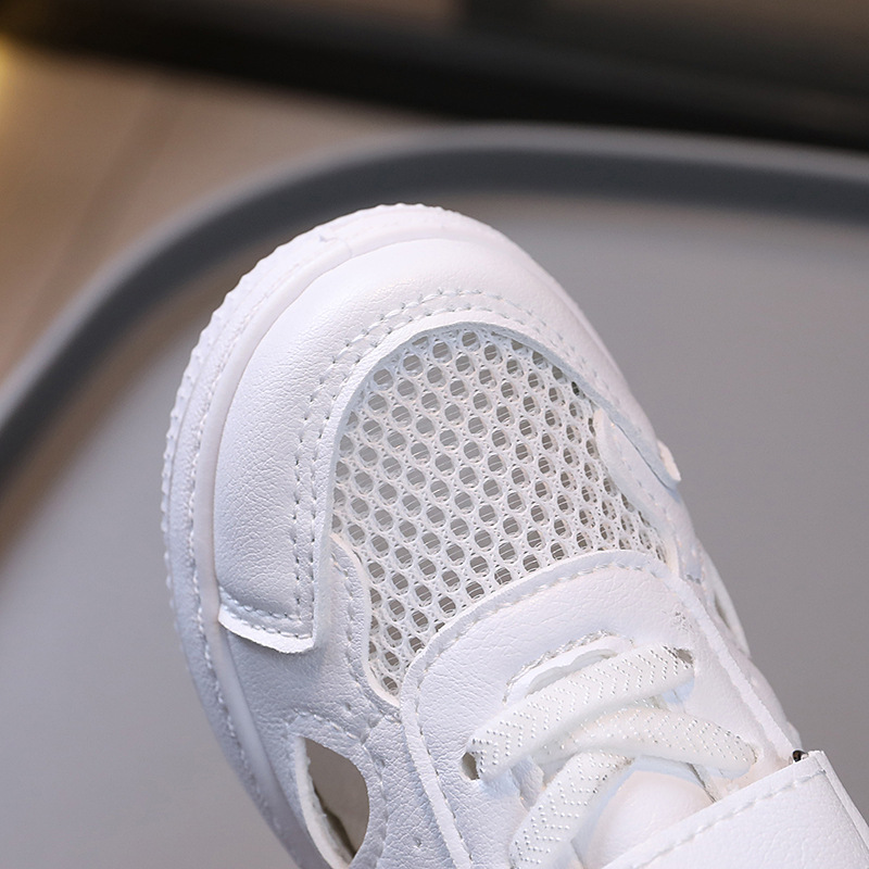 2025 Summer Sandals Children's White Shoes Ultra-Light Boys College Style Sports Shoes Female Baby Velcro Campus Shoes