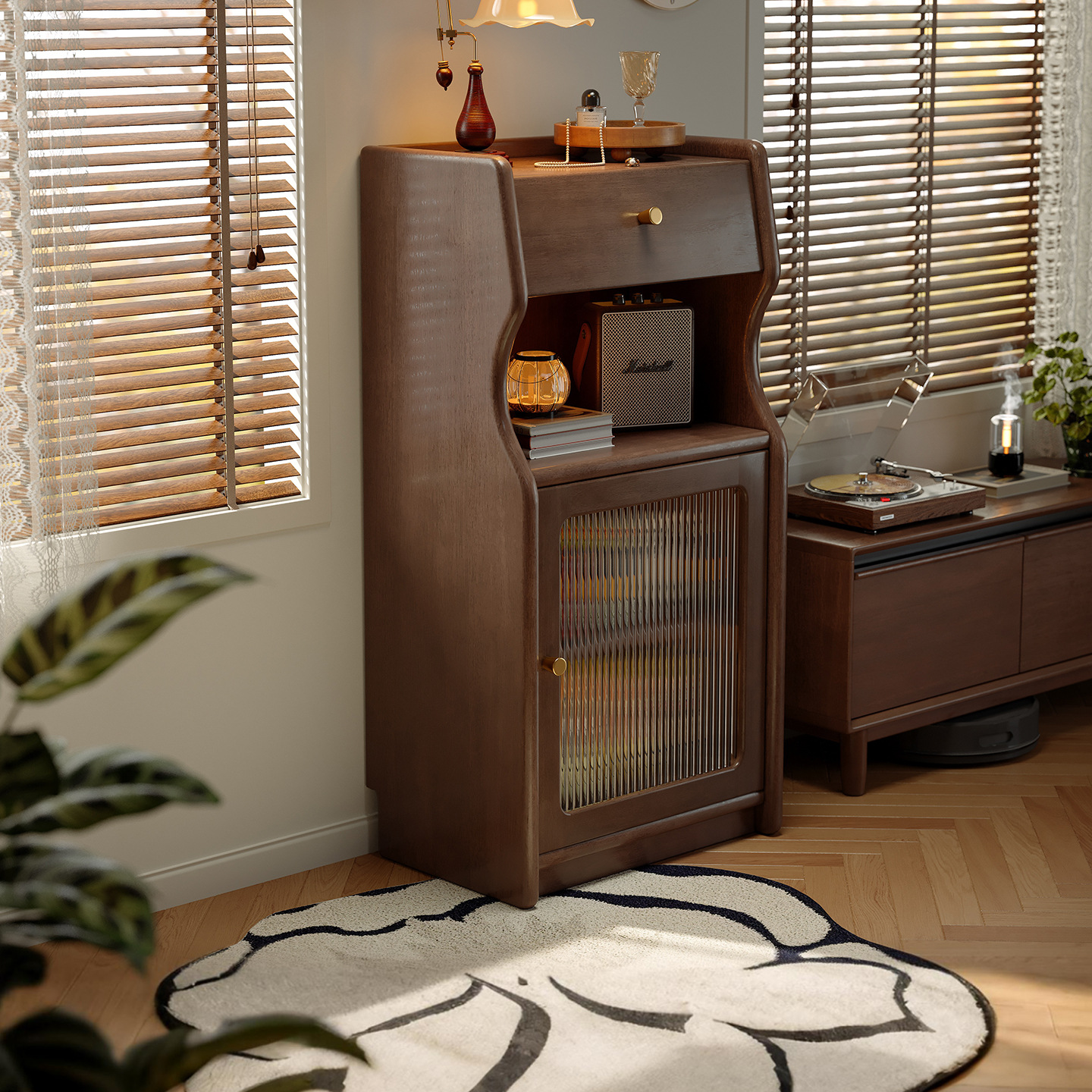 Шкаф из массива дерева, интегрированный настенный шкаф, кофейный шкаф для гостиной, небольшой шкаф для хранения, чайный шкаф