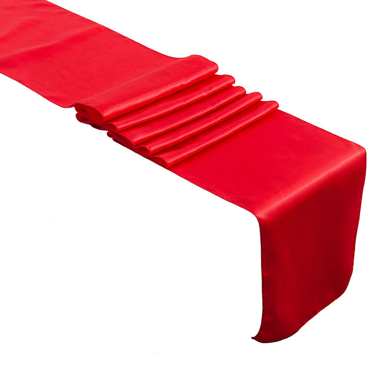 Nordic Style Advanced Sense Red Hotel Wedding Tablecloth Decorative Polyester Satin Coffee Table Table Mat Satin Table Runner
