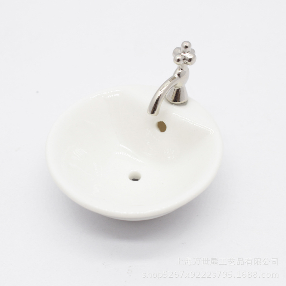 1:12dollhouse doll house mini simulation bathroom washbasin pure white square round 2