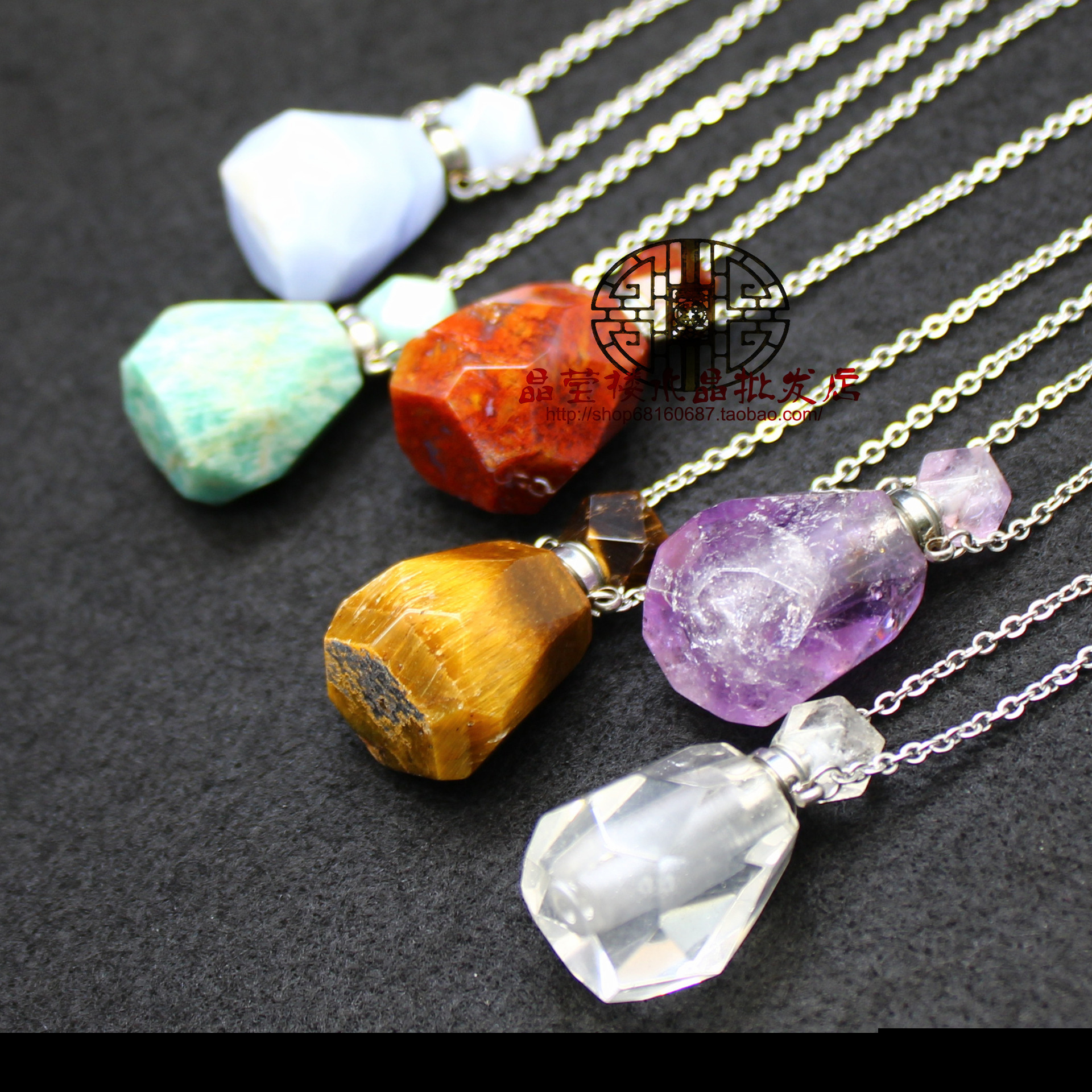 Европейские и Американские Кросс-Бордерные Ювелирные Изделия, Модное и Персонализированное Граненое Подвеска для Ароматерапии Ожерелье, Зеленый Флюорит, Поставка с Amazon