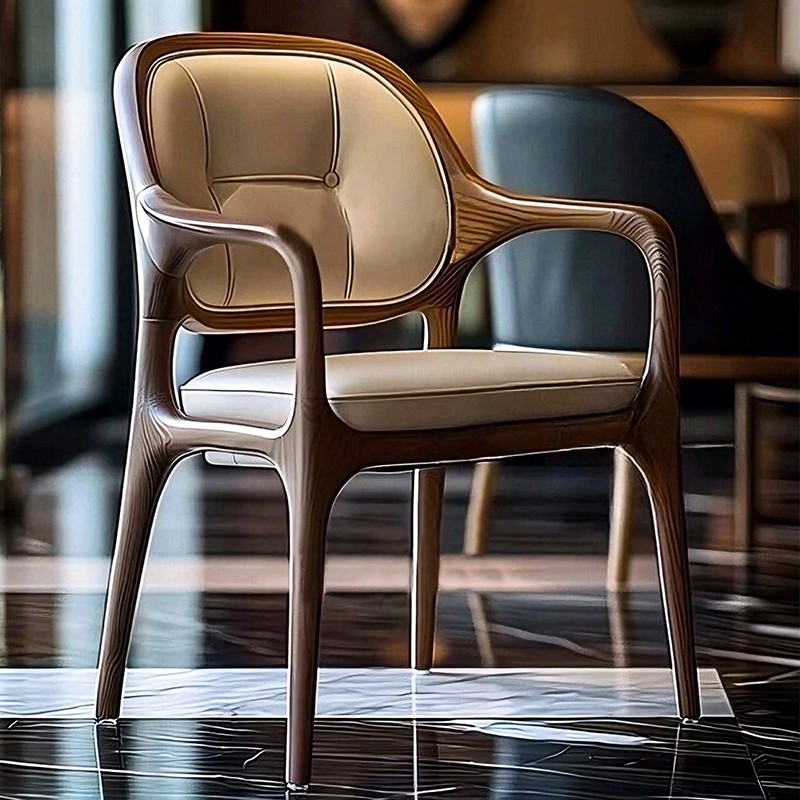 New Chinese Style Classy Round Table and Chair Combination Black Walnut Solid Wood Living Room Business Negotiation Round Table Balcony Small Coffee Table