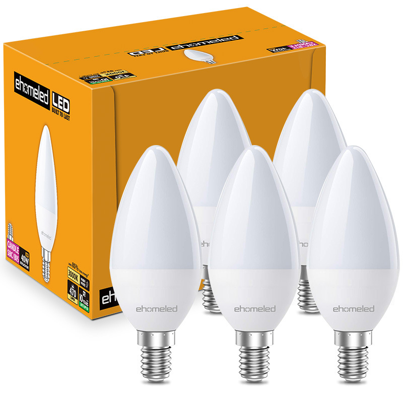 Cross-Border Exclusive for E14 Screw Led Candle Bulb C37 Pointed Bulb Pull Tail Warm Light White Light Crystal Lamp Chandelier Energy Saving