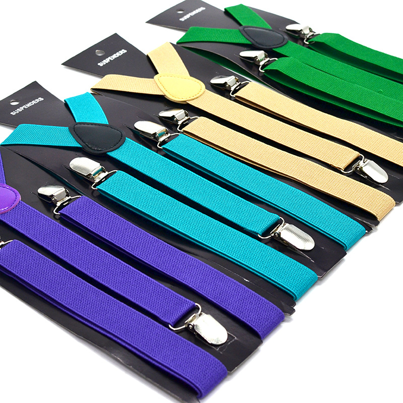 Оптовые взрослые подтяжки, унисекс, с 3 зажимами, однотонные подтяжки с плечевыми ремнями 2.5