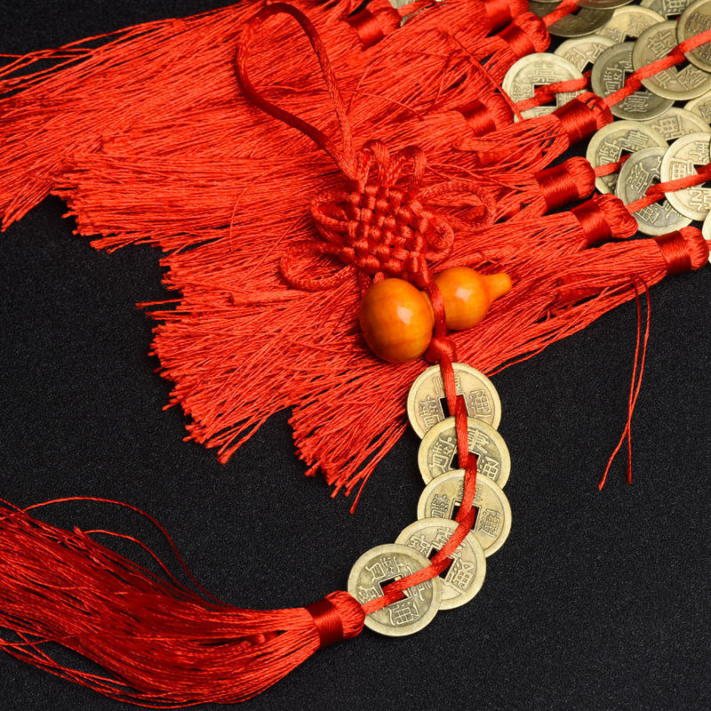 Легированный антикварные монеты деньги Пять императоров Подвеска для автомобиля из меди ручной работы плетеная деревянная тыква опт