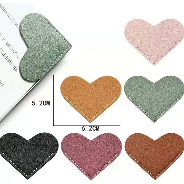 Creative ins style simple ou leather bookmark love pu portable heart bookmark student reading book bookmark