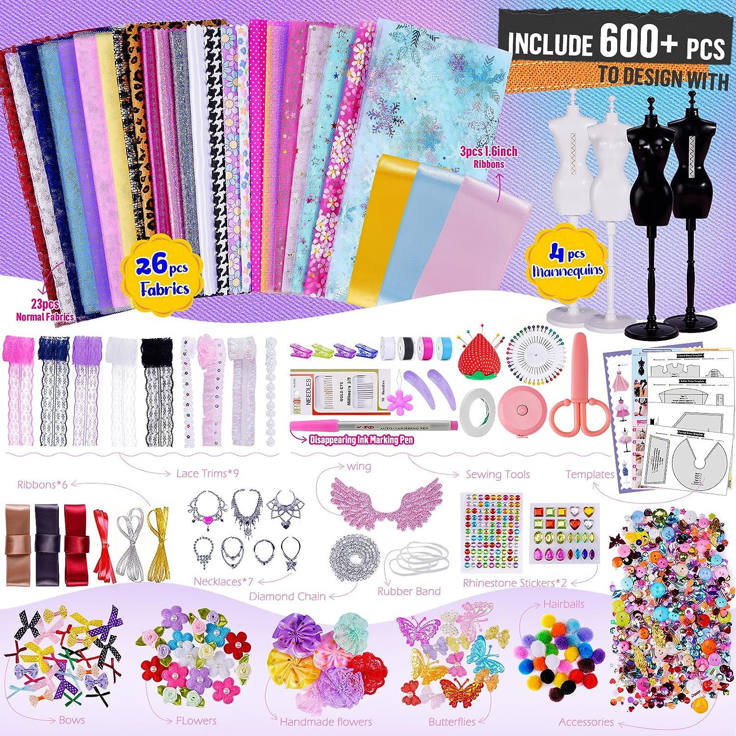 Girls Fashion Design suit Creative DIY Arts and Crafts suit Kids Learning Sewing Set