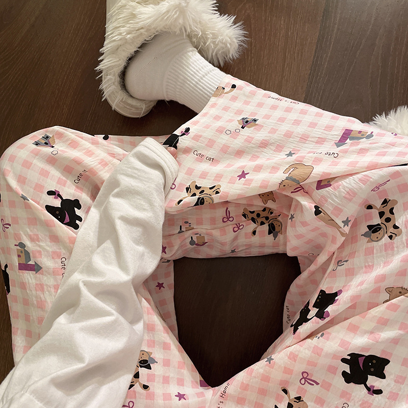 Hello Kitty Pajama Pants for Women Summer Cartoon Sweet Pants Thin Home Casual Loose Lazy Straight Pants
