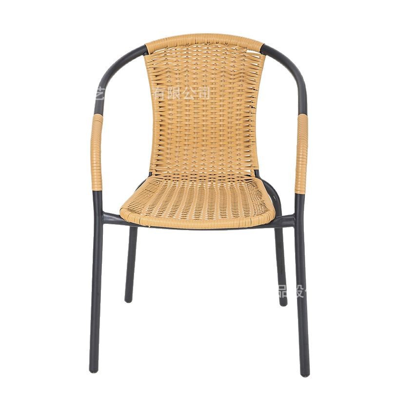Leisure Rattan Chair for Courtyard, Garden, Balcony, Wrought Iron Milk Tea Shop Backrest Chair, Direct Supply from Manufacturer, Cross-Border Metal Rattan Weaving, Light Luxury