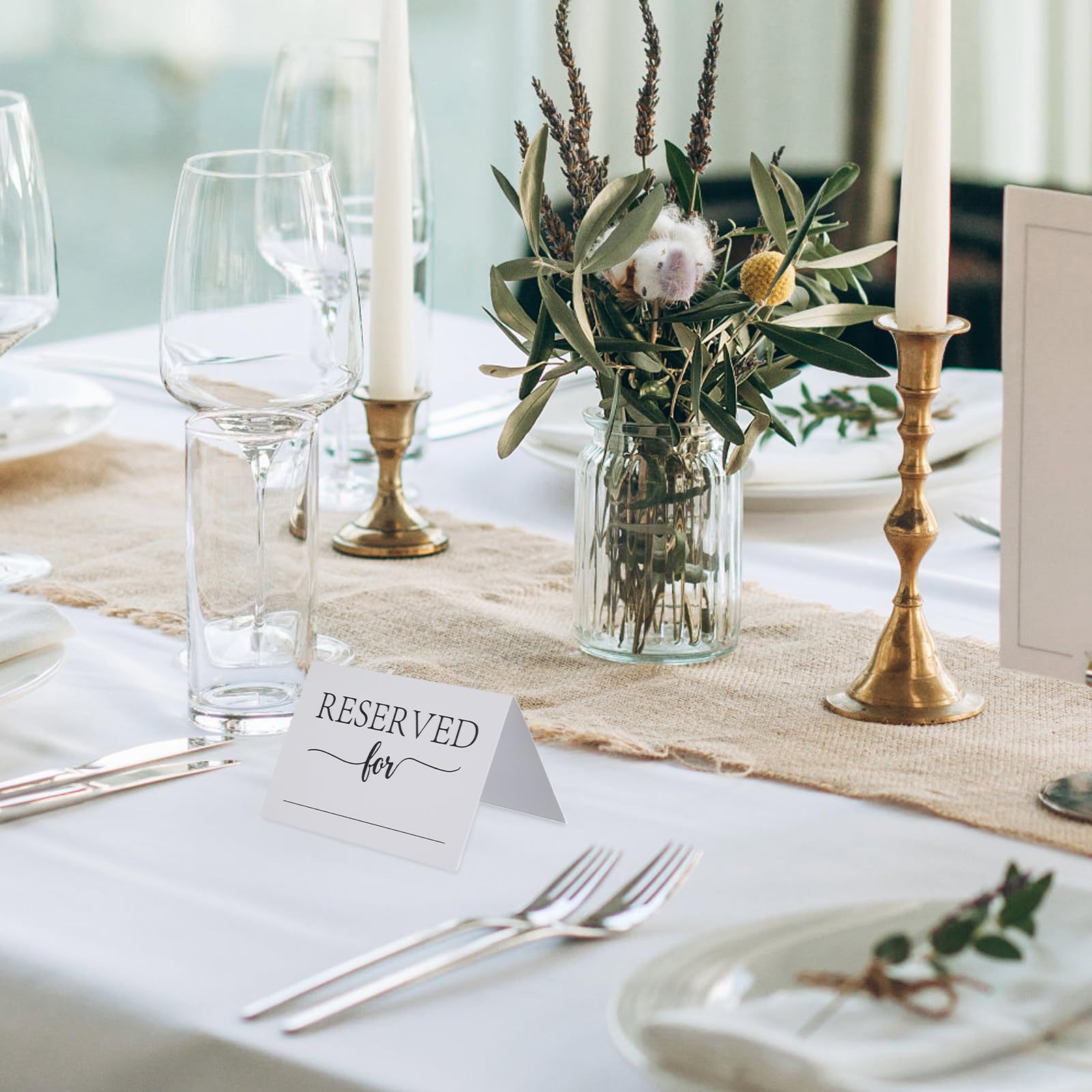 White Reserved Table Signs for Wedding Banquet Reception Casual Reserved Table Signs Restaurant and Party Dedicated Reserved Table