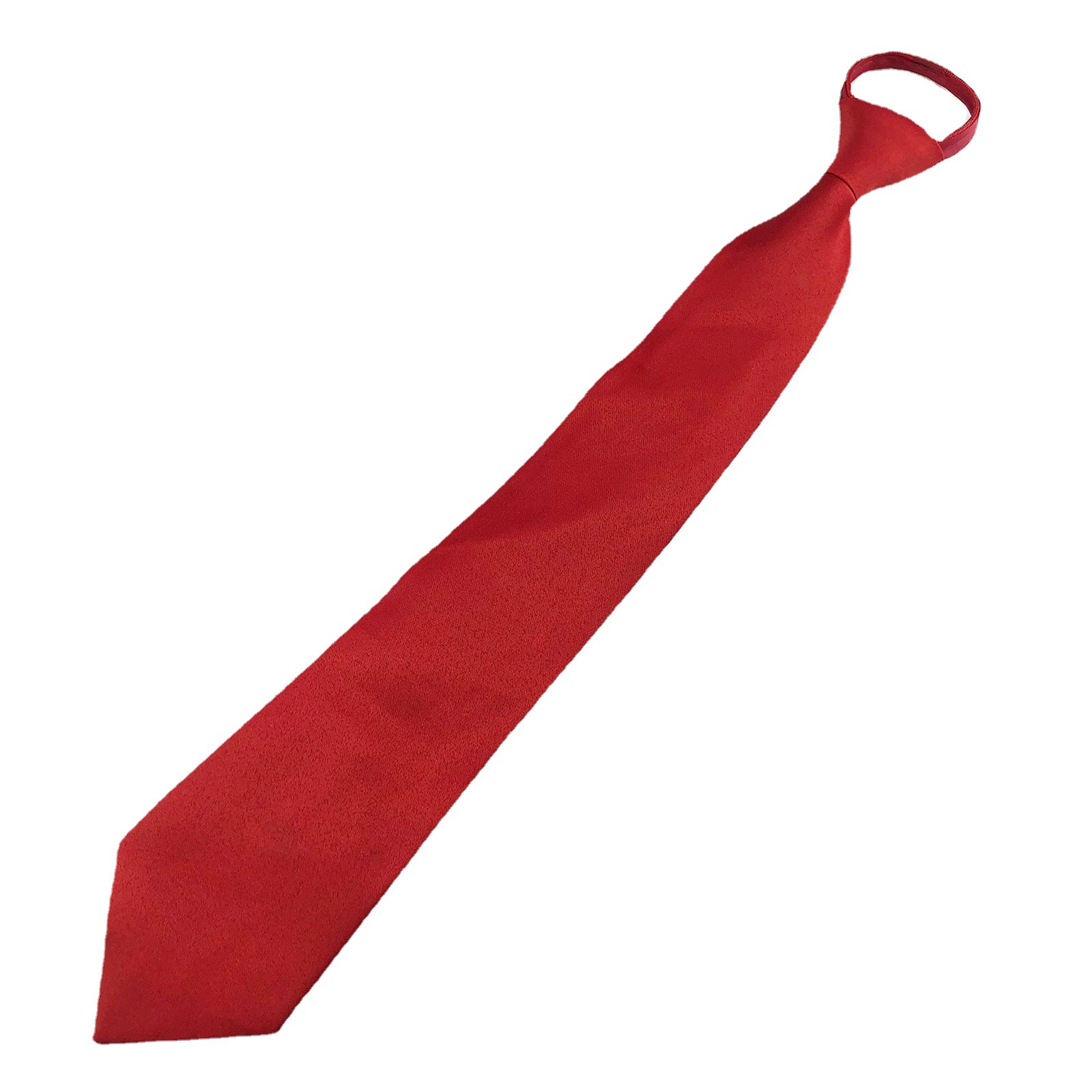 Men's Pure Color Zipper Tie 44cm Easy-Pull Lazy Workwear Convenient Formal Business K-Style Polyester