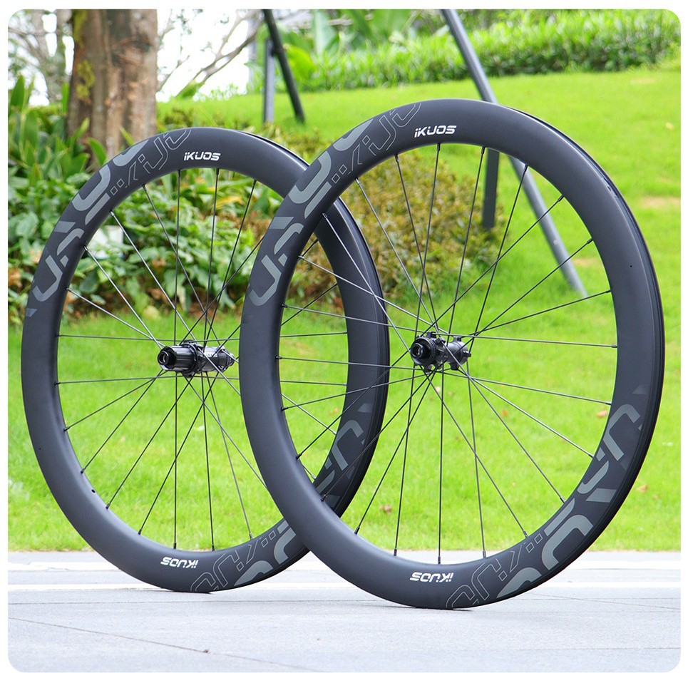 Ikuos High Frame Carbon Fiber Road Bicycle Wheel Set 50/65mm Barrel Axle Disc Brake 36t Ratchet Carbon Knife Hub