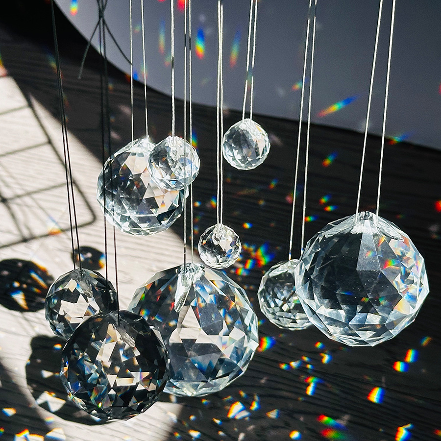 Wholesale Crystal Lighting Ball 15.20.30.40.50.60.70.80.100 Machine-Grinding Transparent Faceted Crystal Ball