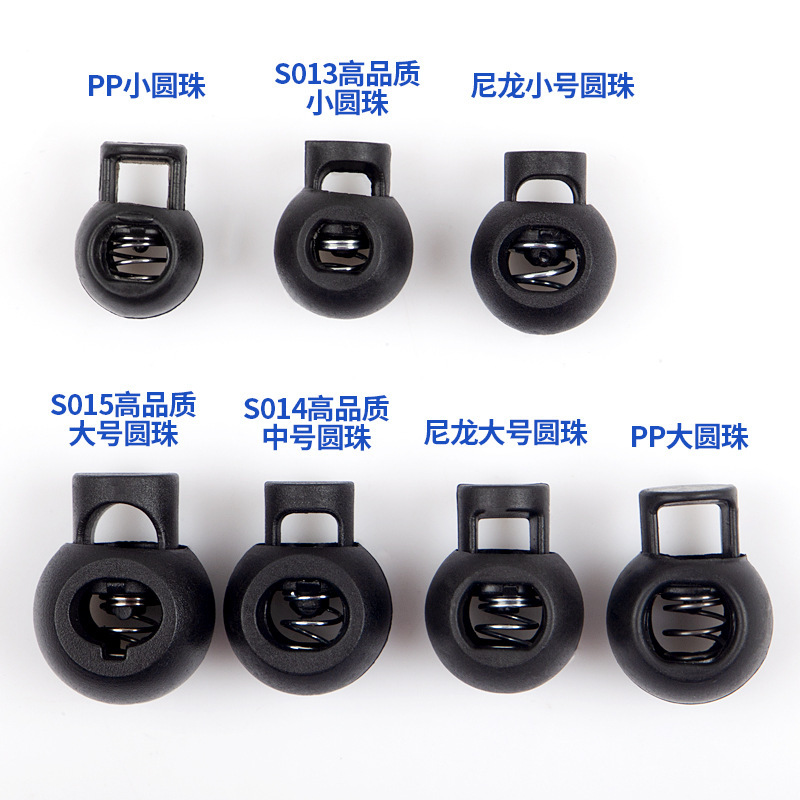 Source Manufacturers Supply Plastic Spring Buckles, Drawstring Rope, Anti-Slip Buckle, Rope Buckle, Cat Eye Buckle, Double Hole Pig Nose Buckle, Complete Styles