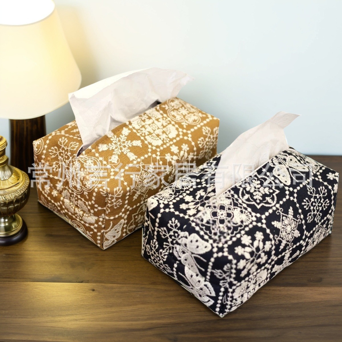 Pastoral Style Pure Cotton Embroidered Tissue Box Living Room Home Flower Coffee Table Paper Drawer Tissue Box Set Car Tissue Paper Set