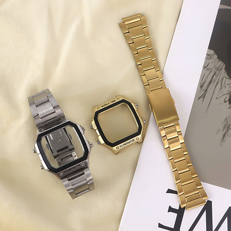 Alloy Electroplated Watch Case and Strap Integrated Adaptation 31*31 Digital Movement Drop-Resistant Adaptation 1200 Centering Accessories