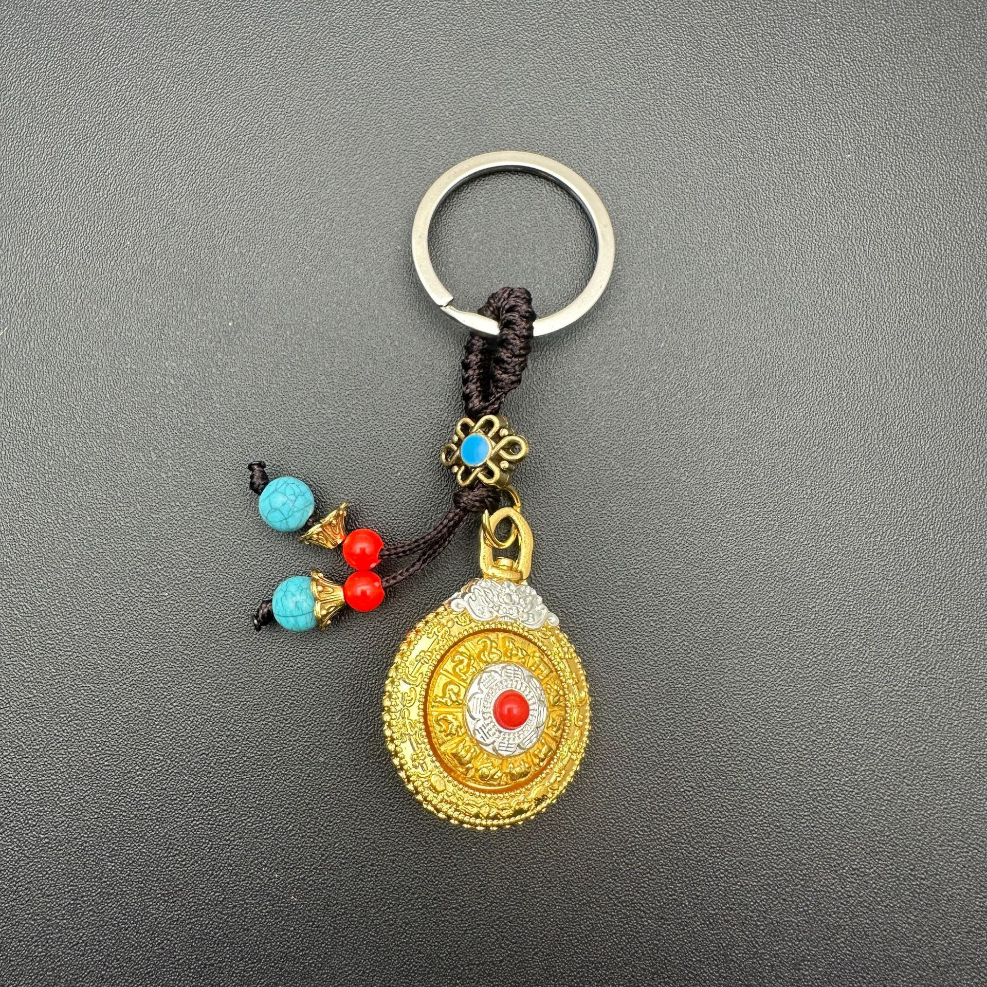 Double-Sided Rotating Nine-Compartment Bagua Pendant, Twelve Zodiac Waist Tag, Bag Charm, Keychain, Necklace, Rotatable