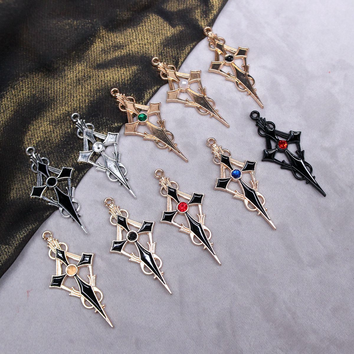 DIY Earrings Earrings Material Alloy Oil Dripping Cross Rhombus Pendant Lolita Pendant Accessories