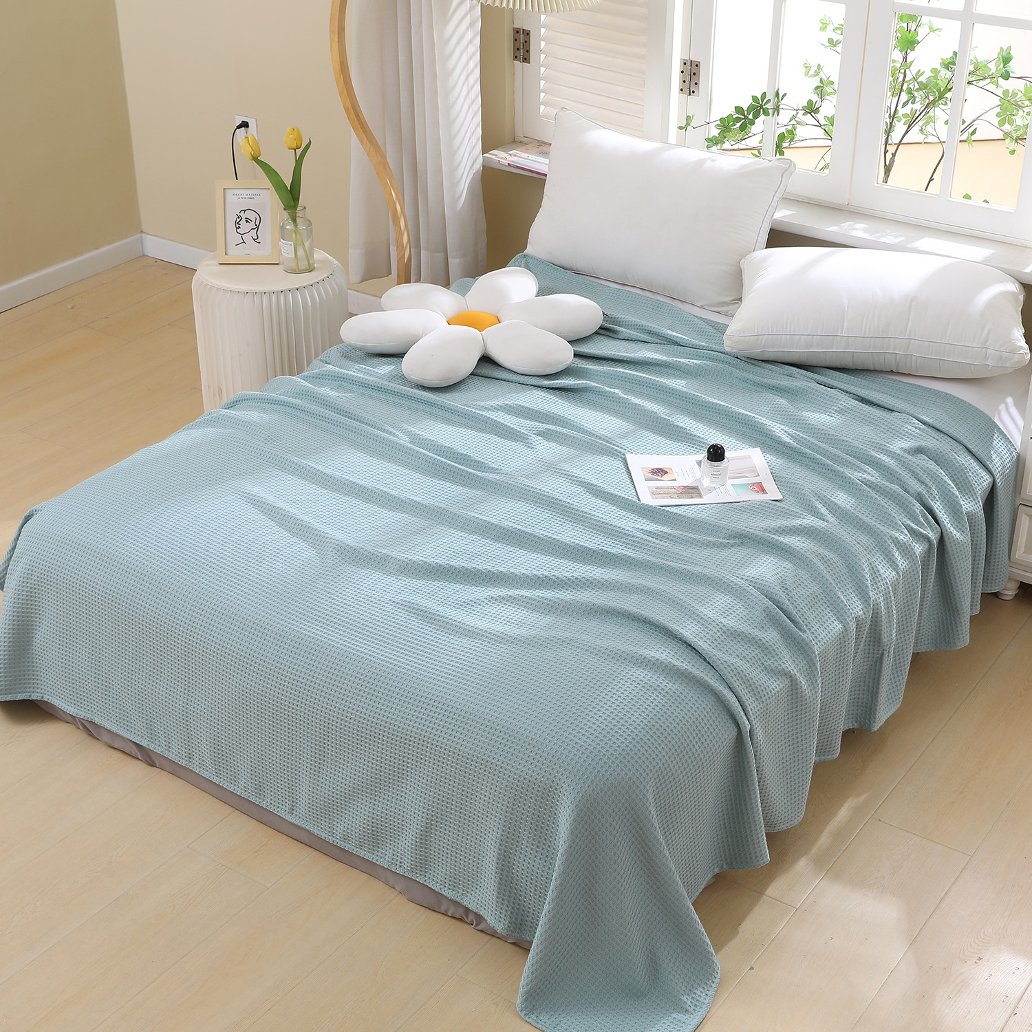 Waffle Blanket Amazon Cross-Border Bamboo Fiber Blanket Solid Color Pineapple Check Sofa Blanket Air Conditioning Blanket Nap Blanket