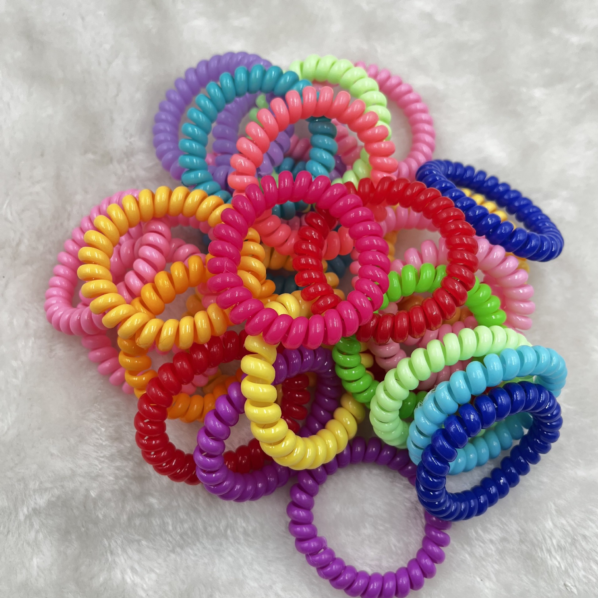 Factory Direct transparent telephone line hair band women's hair rope colorful candy color high elastic head ring one-piece delivery