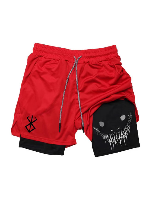 Dragon Ball Series Ghost Shorts Summer Printed Double Layer Two-in-One Men's Basketball Running Casual Home Sports Shorts