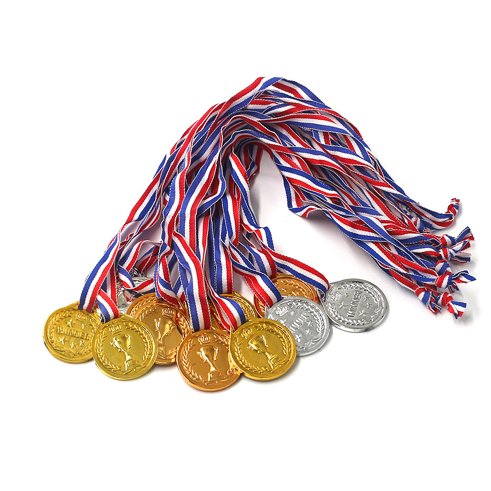 Cross-Border Children's Crown Trophy Medal Kindergarten Competition Award Party Gift Electroplated Gold, Silver and Copper Tag Toy