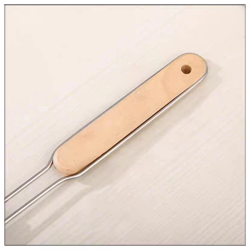 Stainless Steel Colander Spoon Wooden Handle Punching Oil Grid Filter Mesh Kitchen Tools Strainer Thickened Oil Spoon Hot Pot Colander