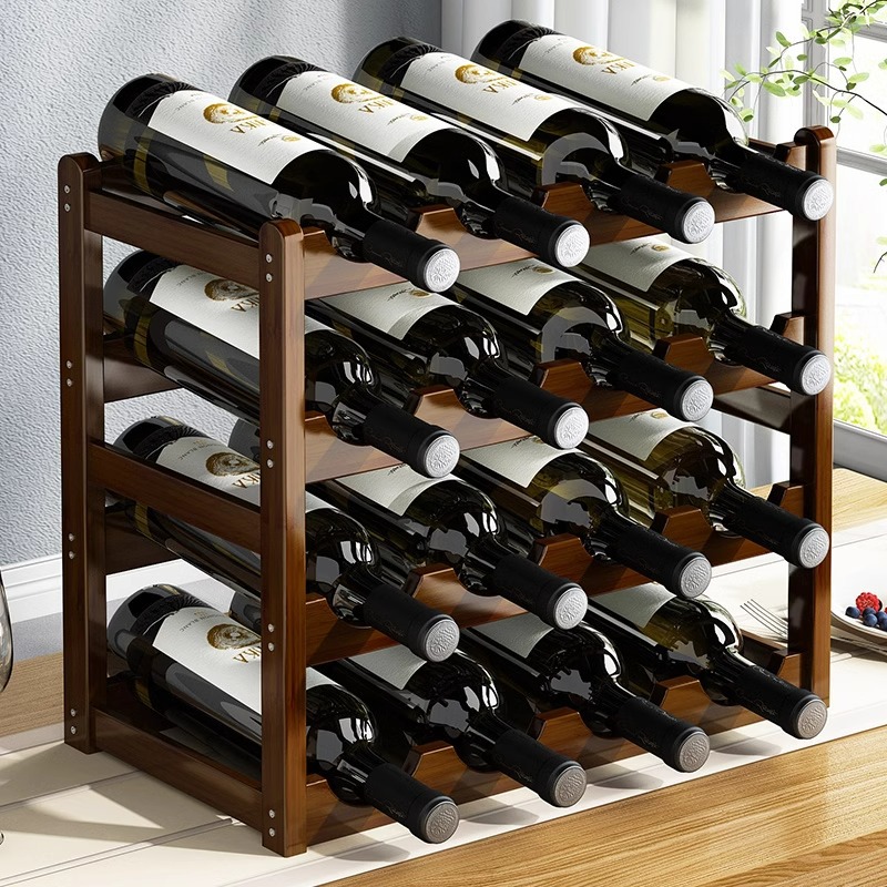 Red Wine Rack Household Wine Rack Ornaments Display Rack Wine Cabinet Storage Rack Multi-bottle Plaid Wine Simple Desktop