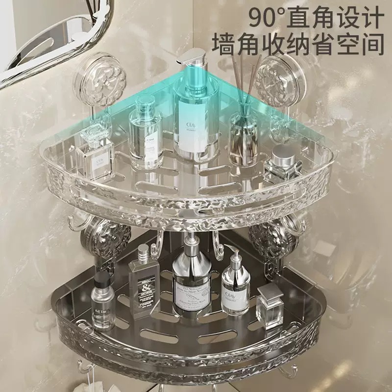 Треугольная полка для ванной, настенная пластиковая полка для туалета без сверления, стеллаж с присоской