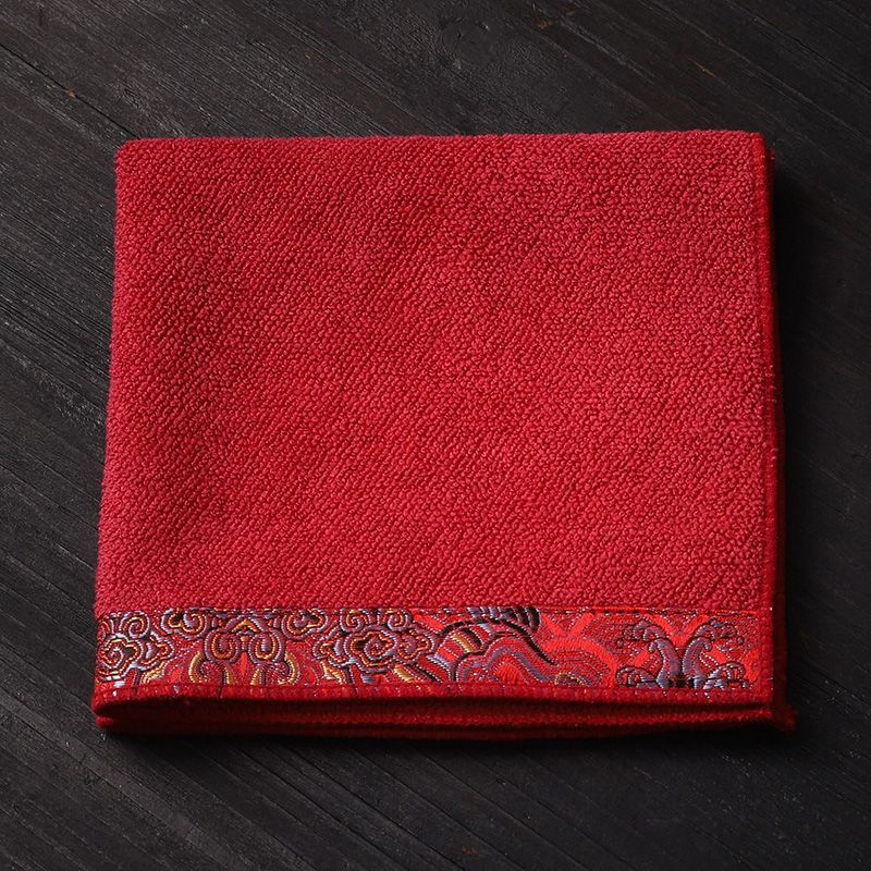 Hongshang Embroidered Cotton and Linen Tea Towel Japanese Chinese Kung Fu Tea Ceremony Absorbent Thickeneded Tea Cloth Square Boutique Tablecloth Accessories