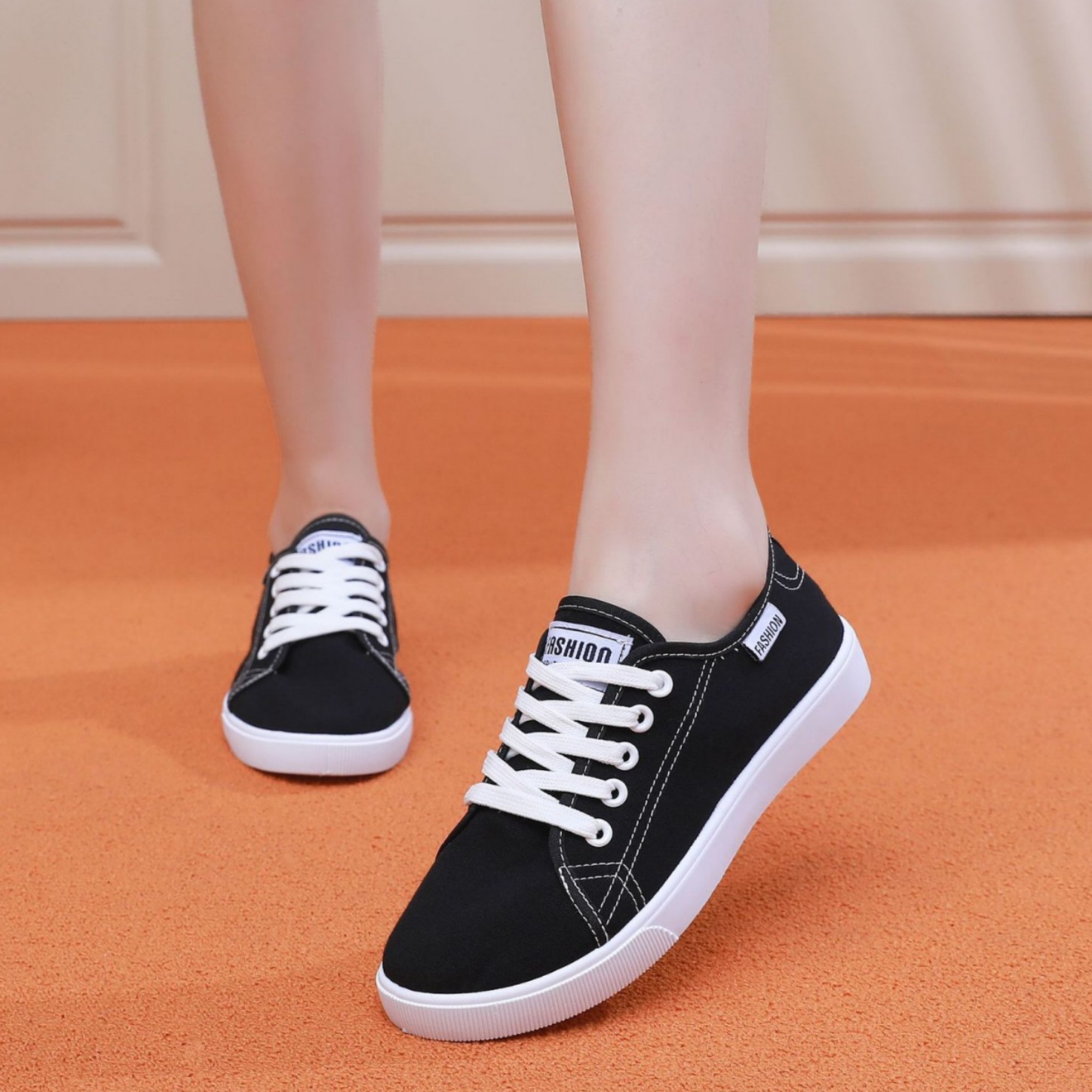 Canvas Shoes Women's Shoes Spring and Autumn Student Shoes Casual All-match Lace-up Women's Shoes White Shoes Soft Sole Breathable plus size Women's Shoes