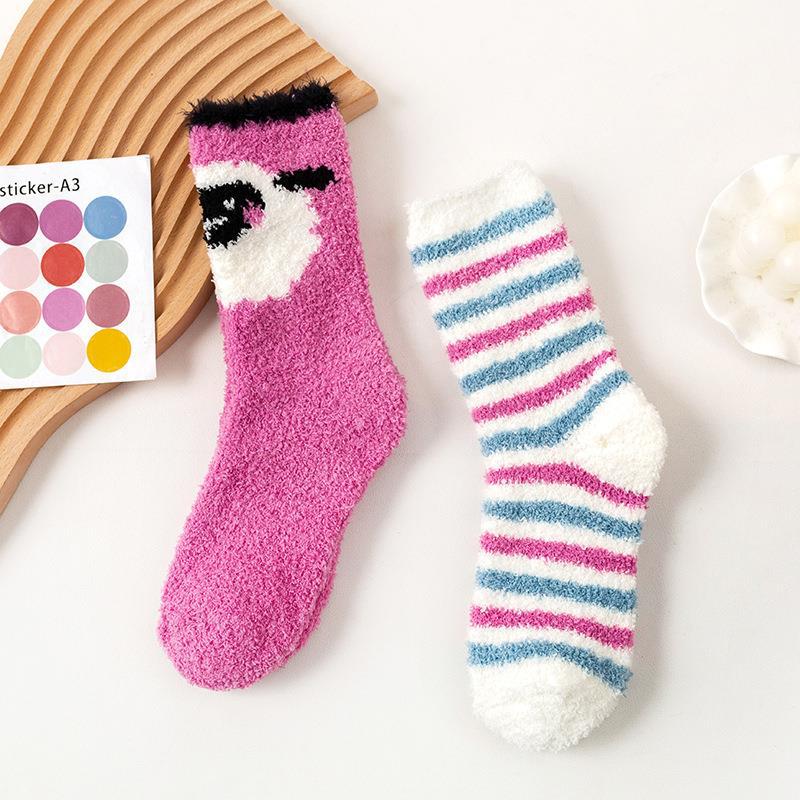Winter Casual Purple Women Coral Fleece Warm Custom Cartoon Anime Bag Winter Knitwear Women Socks Jia Yao Socks