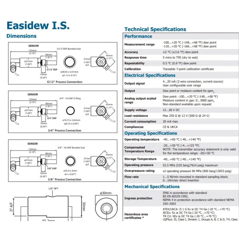 Michell Easidew Ea2-Is-Tx-Aabb Dew Point Transmitter Michell Instruments