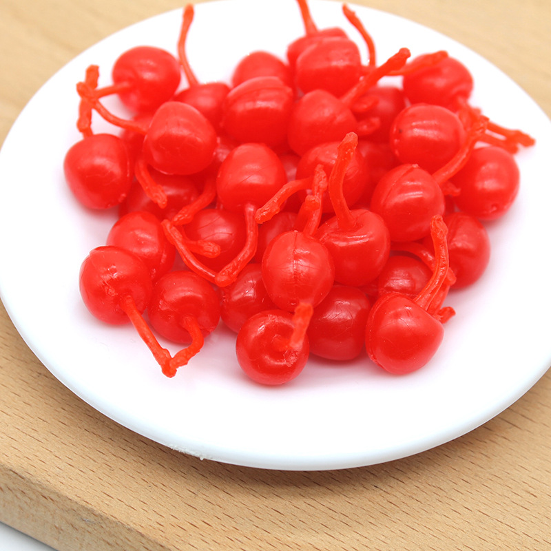 Mini PVC simulation cherry fruit model diy cream glue phone case beauty food material doll house accessories