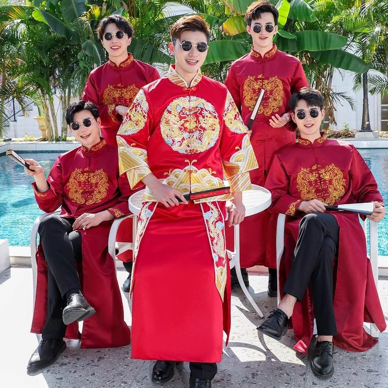 Best Man's Clothing, Chinese Style Brother Group Clothing, Winter Wedding Coat, Chinese Style Wedding Dress, Men's Tang Suit Xiuhe Clothing