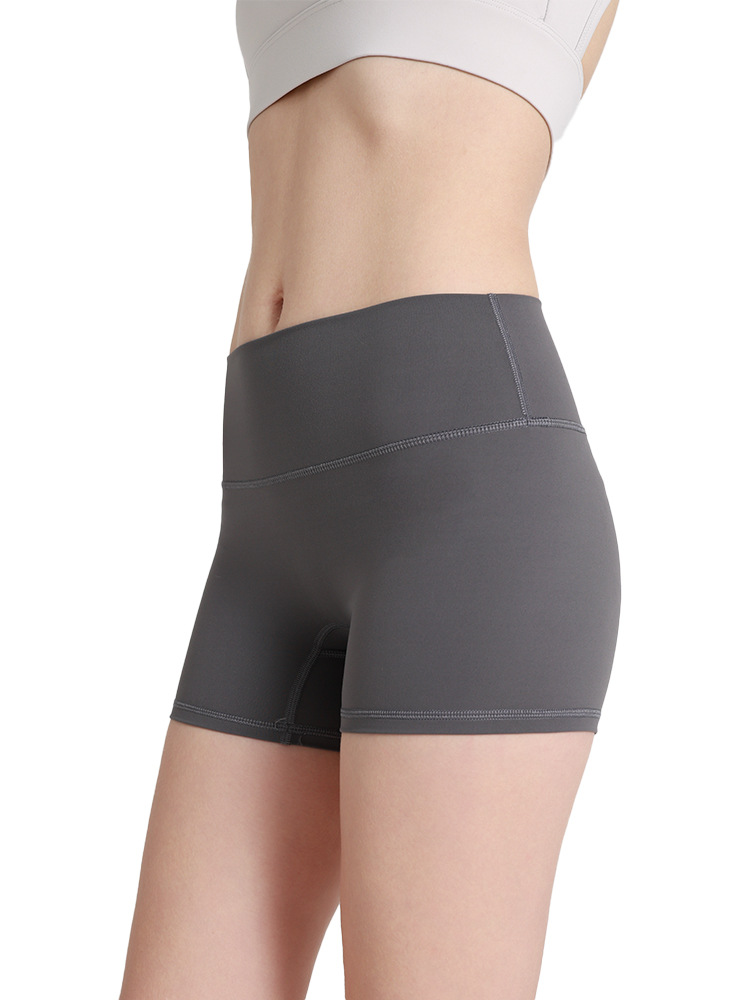 Naked feeling summer no embarrassment line yoga shorts women's high waist hip fitness safety pants peach hip tight three-part pants